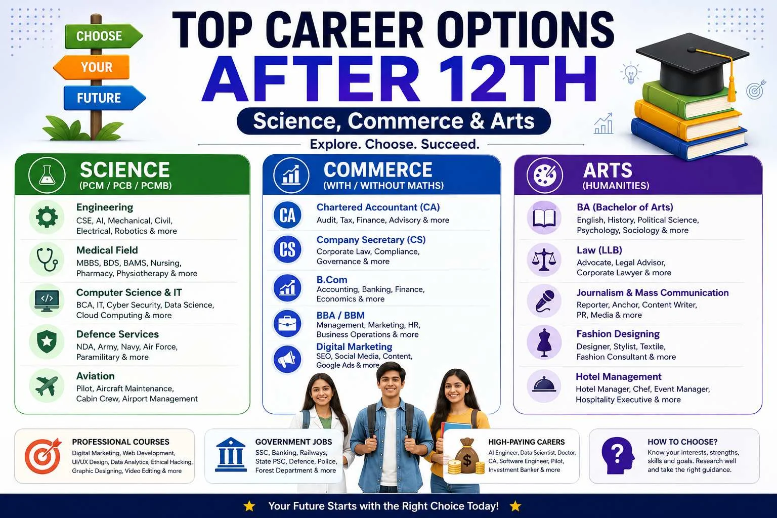 Top Career Options After 12th (Science, Commerce & Arts)