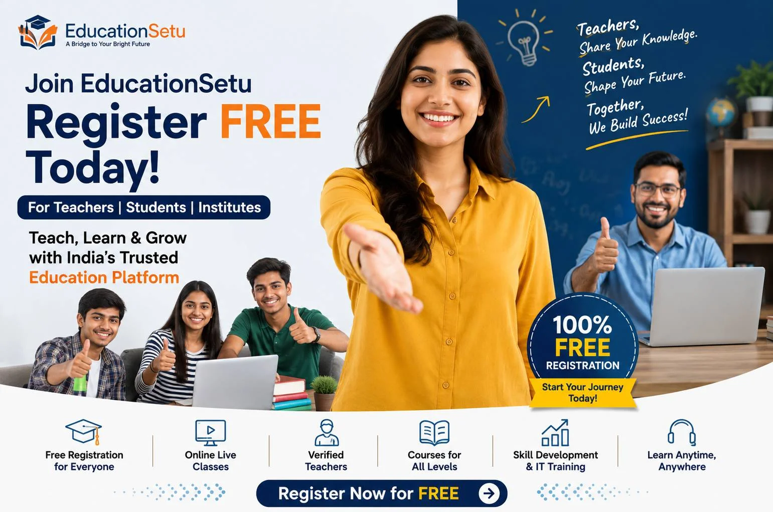 Free Registration on EducationSetu – Join the Best Online Learning Platform for Teachers & Students
